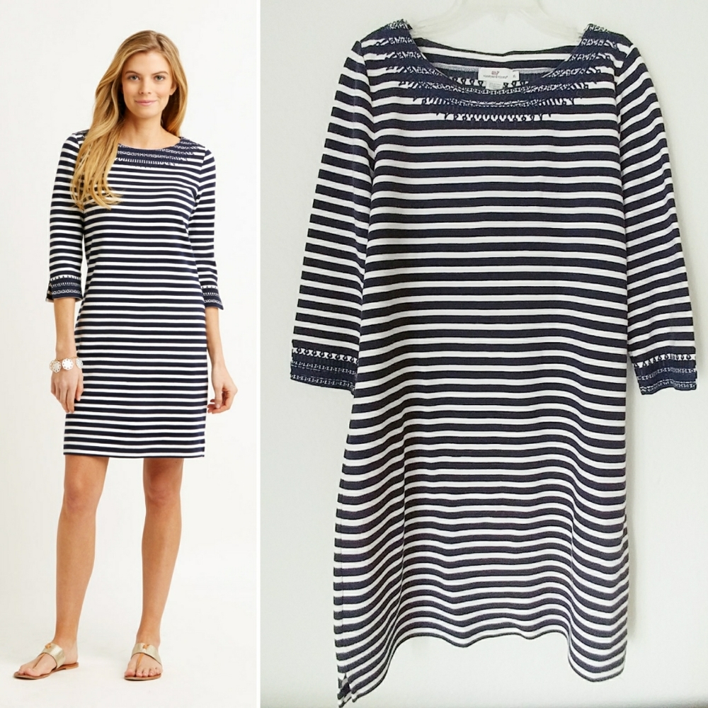 Vineyard Vines Embroidered Boatneck Shift Dress